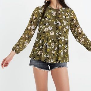 Madewell Georgette Peplum Top in Wildblooms sz Small